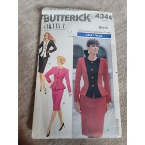 Butterick 4344 Chetta B Misses' Skirt‎ Suit Sewing Pattern Size 6-8-10 Easy